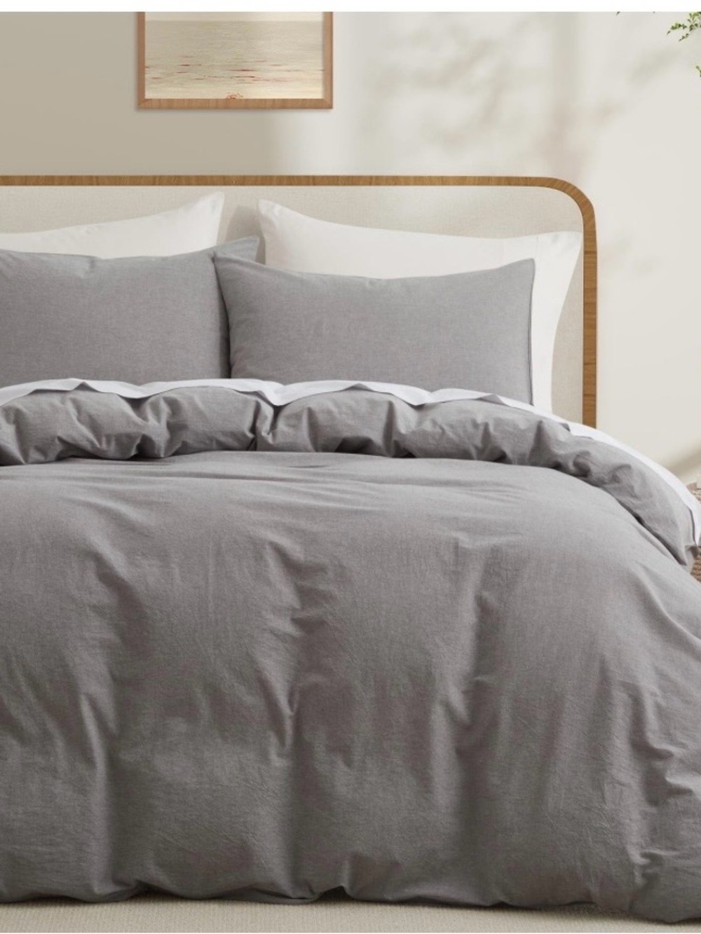 TWIN DUVET SET 100% Washed Cotton - GRAY